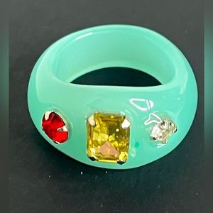 Blue Resin Rhinestone Fashion Ring